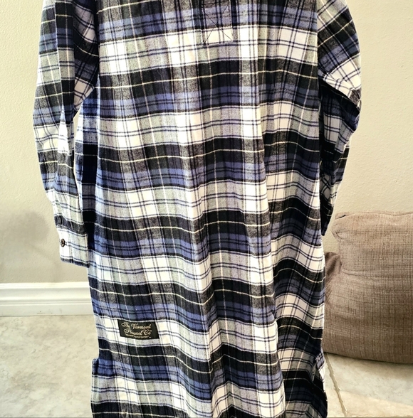 The Vermont Country Store Blue Plaid Button-Up Night Gown - Picture 2 of 12